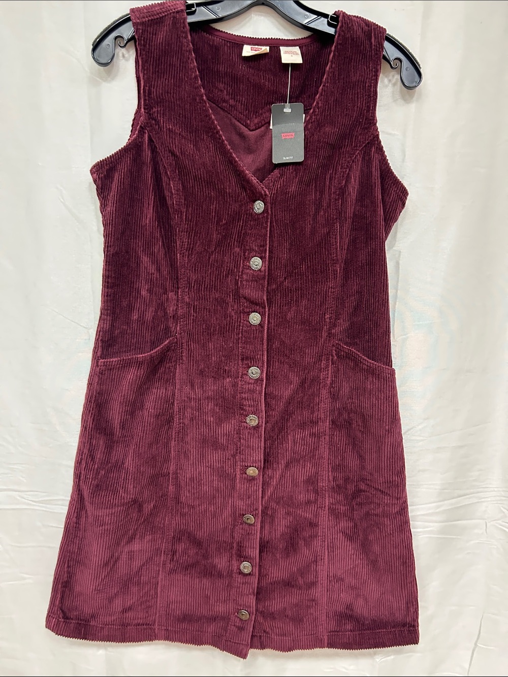 Levi's Women's Wine Corduroy Button-Front Mini Dress - Picture 3 of 7